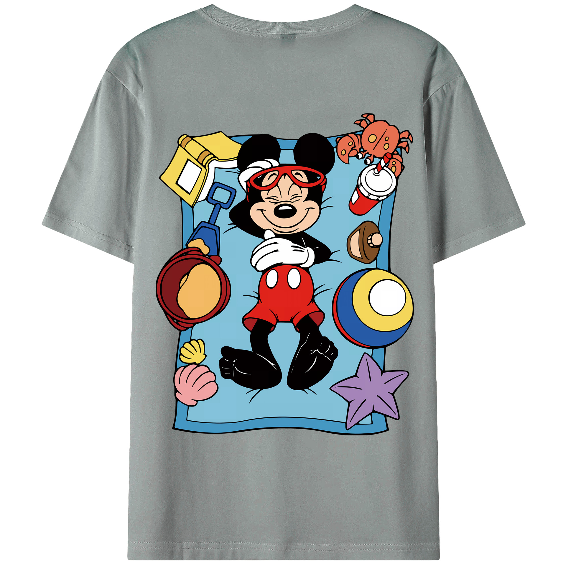 （画像用） ミッキーマウス Mickey Mouse 綿100％ メンズ半袖Tシャツ（バックプリント） 通気性